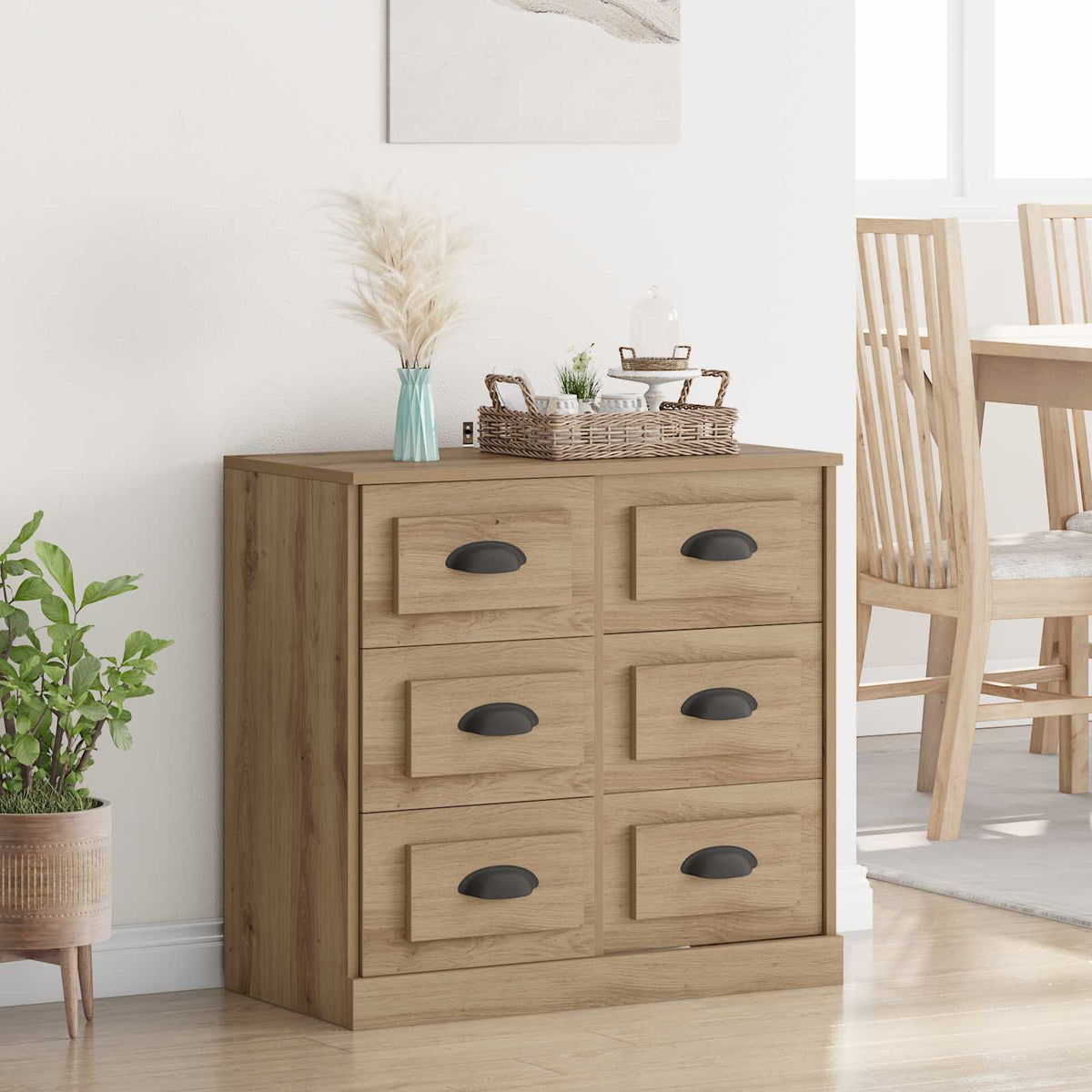 Dressoir Artisan Eiken 70 x 35,5 x 67,5 cm Bewerkt hout is nu te koop bij PeponiXL, paradijselijk wonen!
