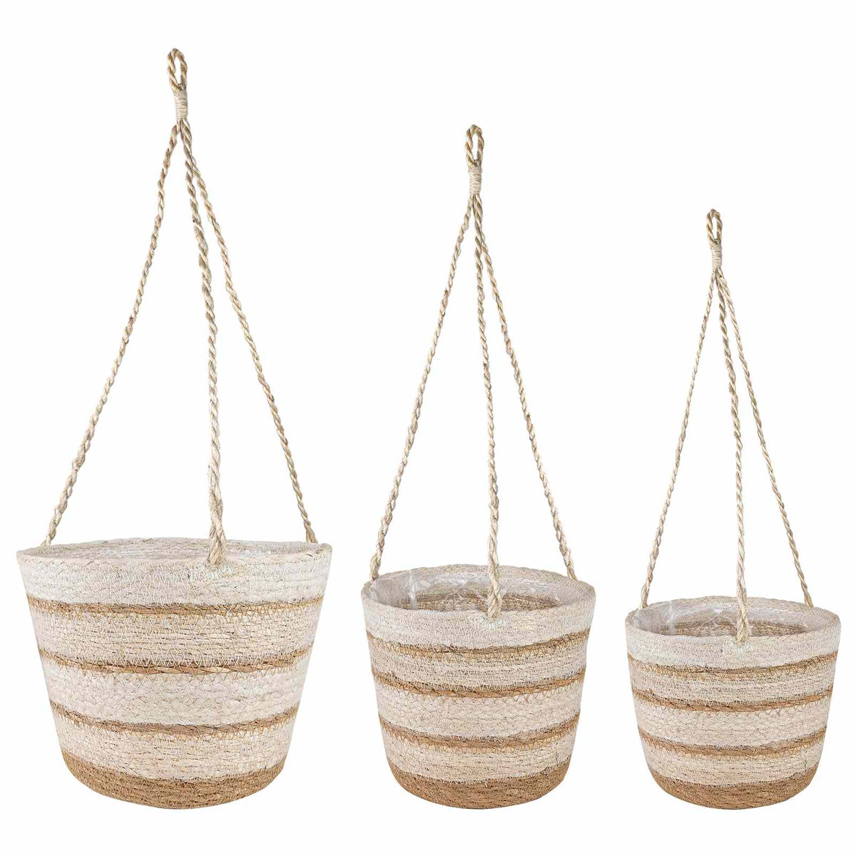 Zeegras Plantenmanden 3 pcs Natuurlijk, Wit en Beige is nu te koop bij PeponiXL, paradijselijk wonen!