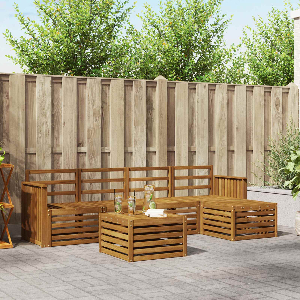Buiten bankenset 6 pcs Naturel is nu te koop bij PeponiXL, paradijselijk wonen!