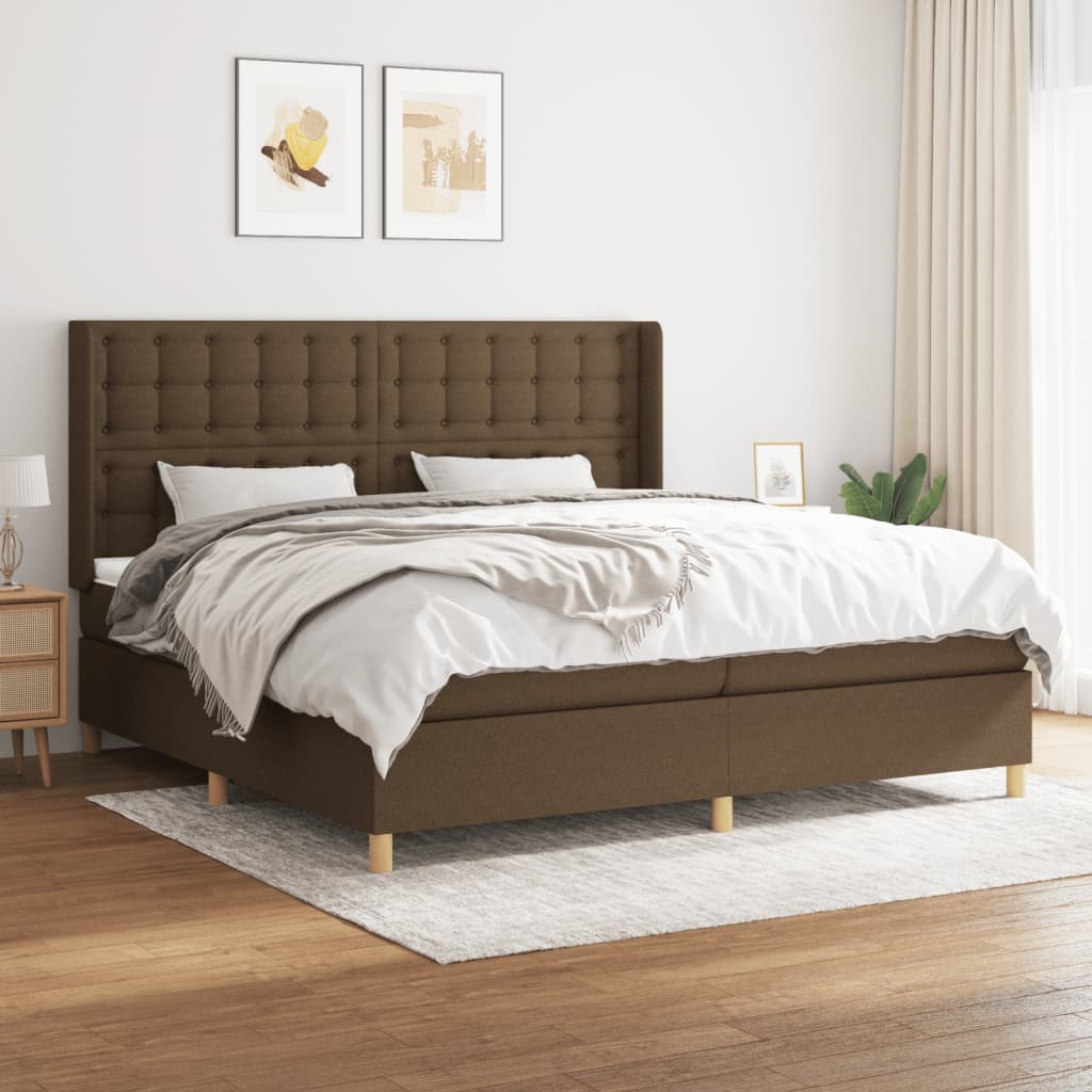 Boxspring met matras stof donkerbruin 200x200 cm is nu te koop bij PeponiXL, paradijselijk wonen!