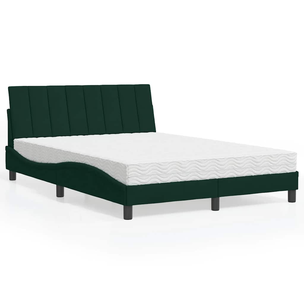 Bed met matras "Hanko" fluweel donkergroen 140x200 cm is nu te koop bij PeponiXL, paradijselijk wonen!