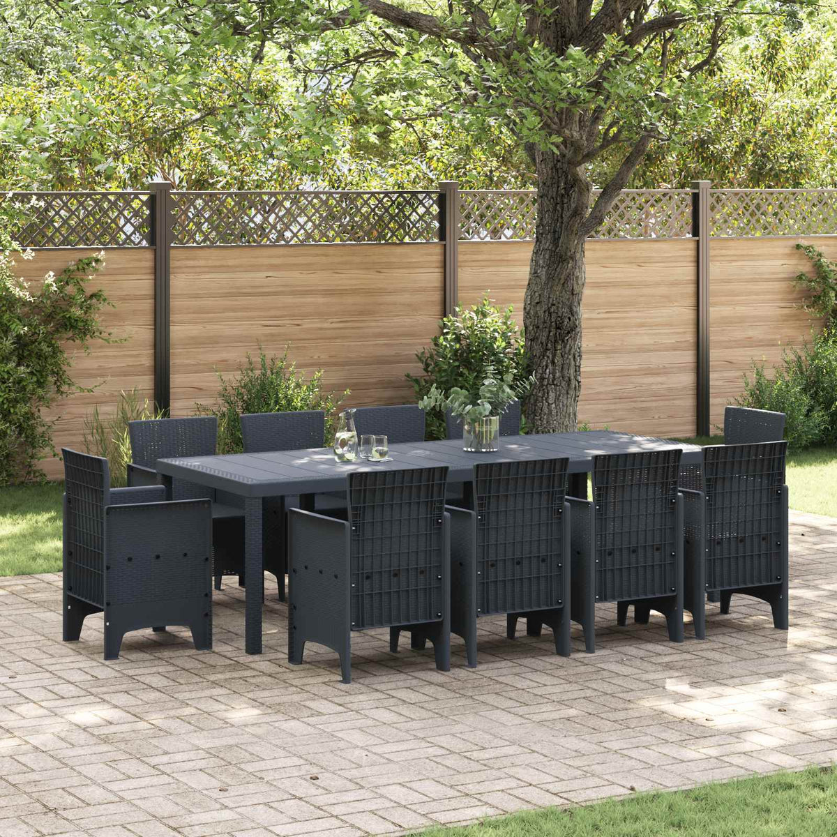 Tuin Eetset 11 pcs Antraciet Polypropyleen is nu te koop bij PeponiXL, paradijselijk wonen!