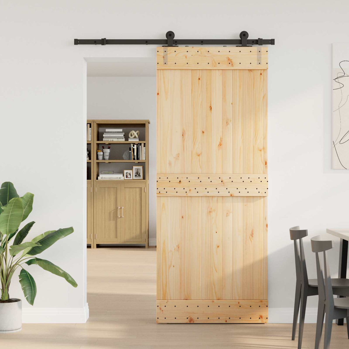 Schuifdeur NARVIK Naturel en Zwart 85 x 210 cm (152,5 cm) is nu te koop bij PeponiXL, paradijselijk wonen!
