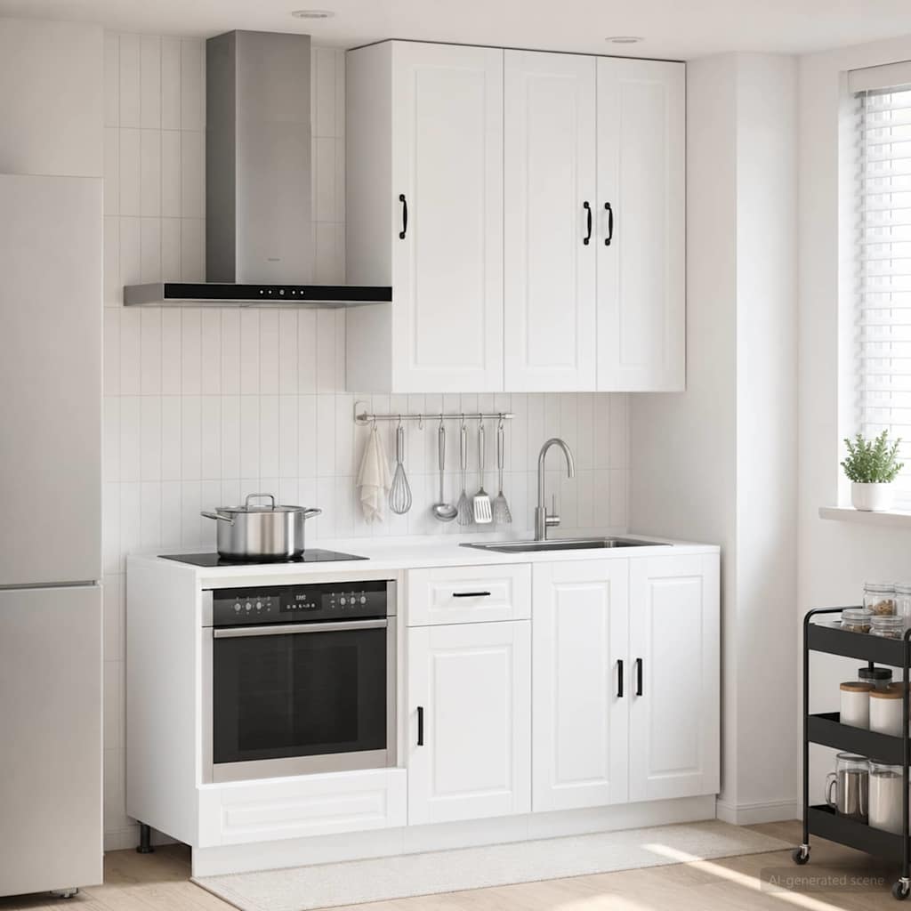 Keukenblok PORTO 5 pcs Hoogglans Wit Bewerkt hout is nu te koop bij PeponiXL, paradijselijk wonen!