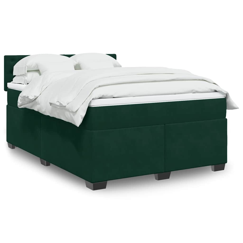 Boxspring met matras fluweel donkergroen 140x190 cm is nu te koop bij PeponiXL, paradijselijk wonen!