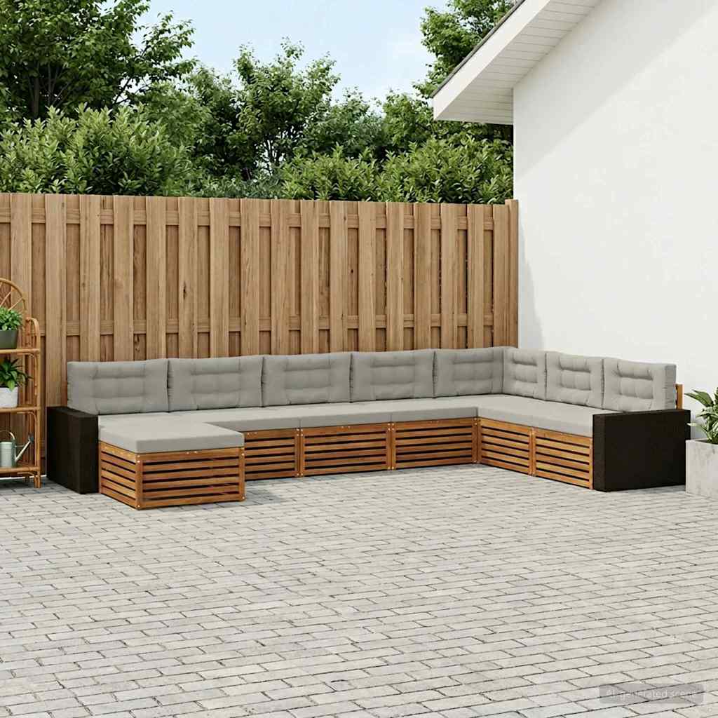 Buiten bankenset met kussen 8 pcs Naturel en lichtgrijs is nu te koop bij PeponiXL, paradijselijk wonen!