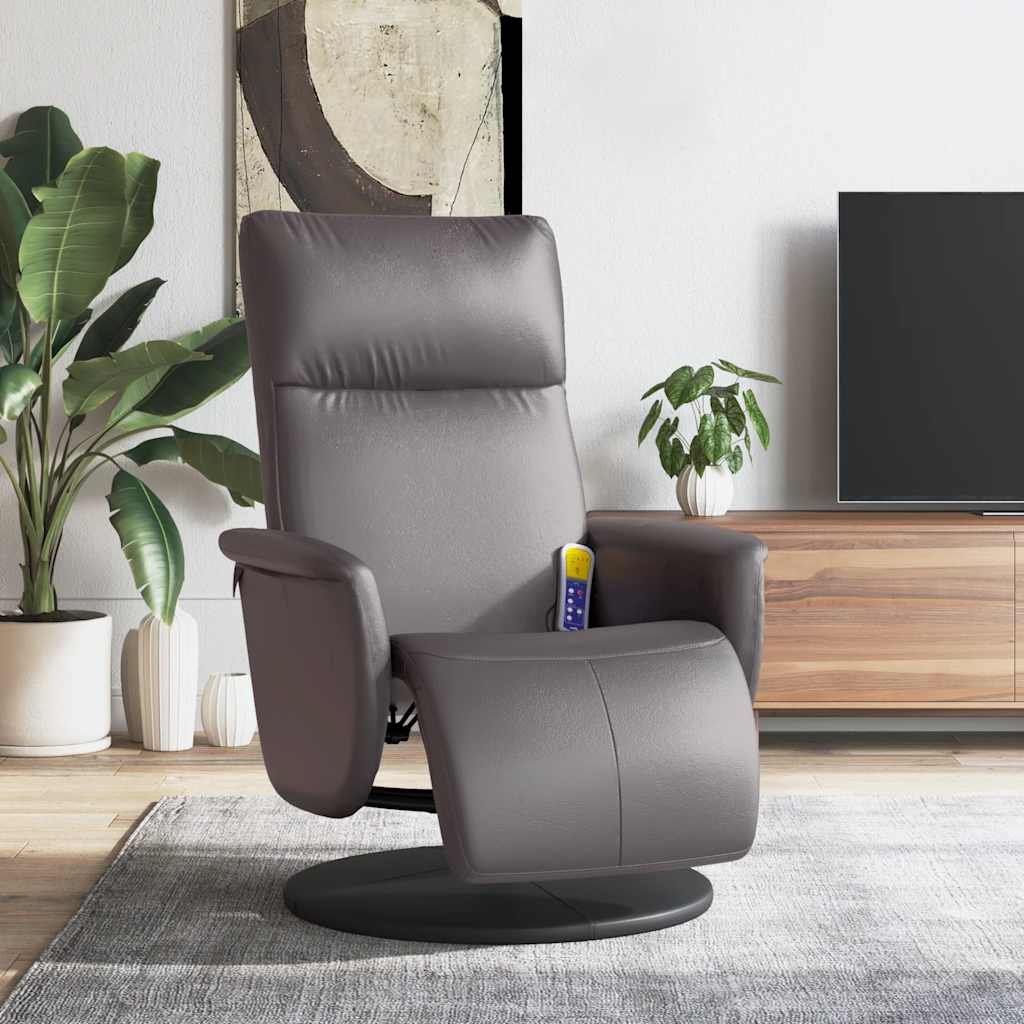 Massagestoel verstelbaar met voetensteun kunstleer grijs is nu te koop bij PeponiXL, paradijselijk wonen!