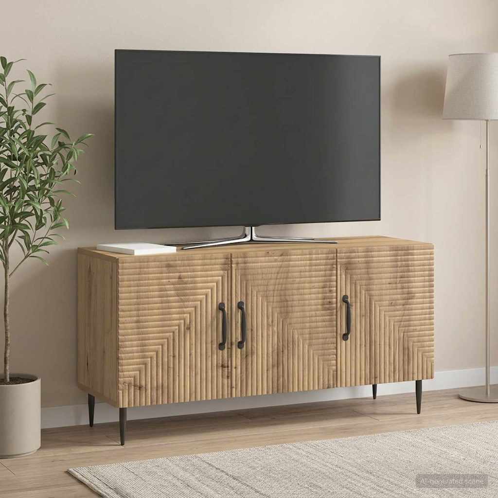 TV-kast Artisanaal eiken 99 x 34,5 x 50 cm Bewerkt hout is nu te koop bij PeponiXL, paradijselijk wonen!
