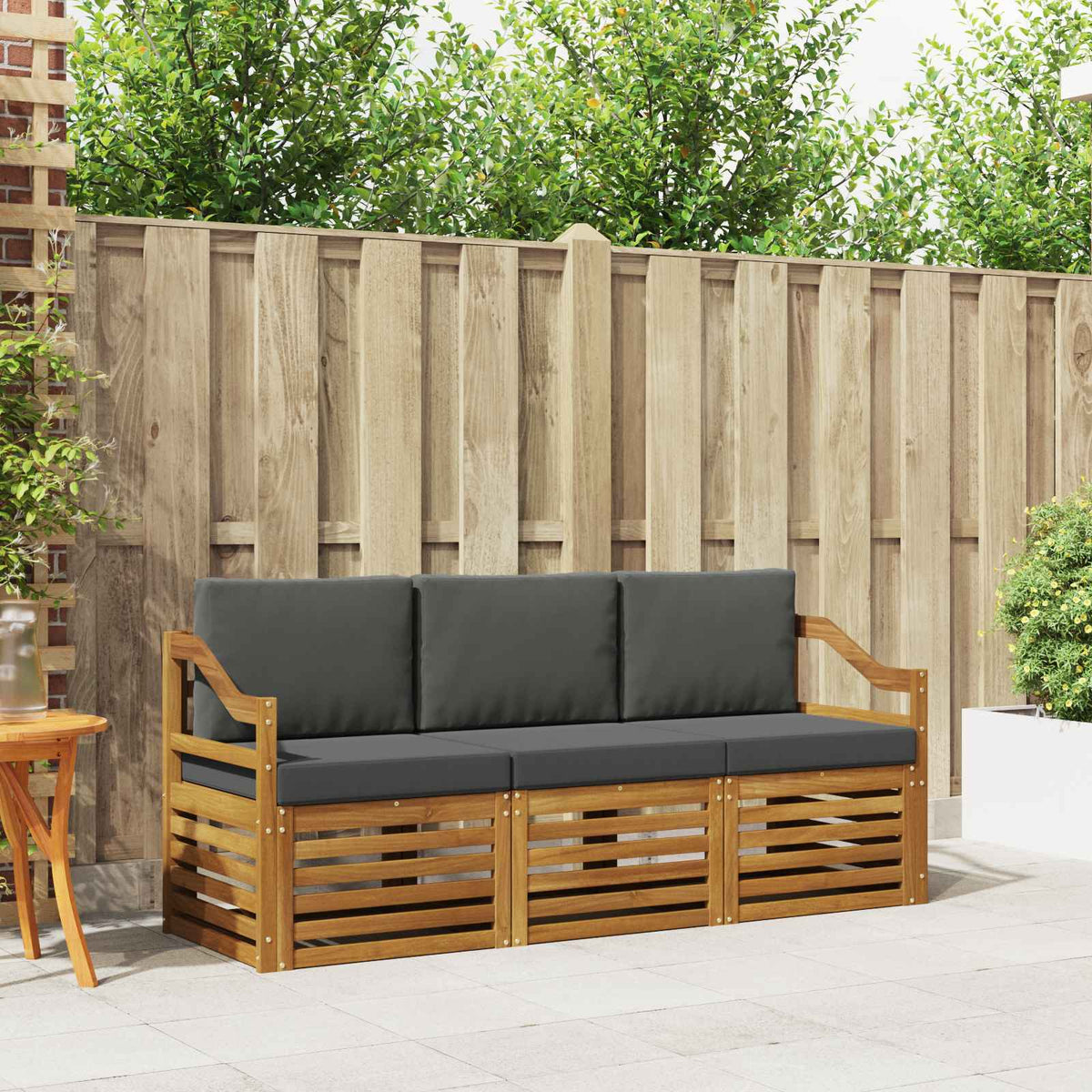 Sofa-Sets 3 pcs Natuurlijk en Antraciet Massief Acaciahout is nu te koop bij PeponiXL, paradijselijk wonen!