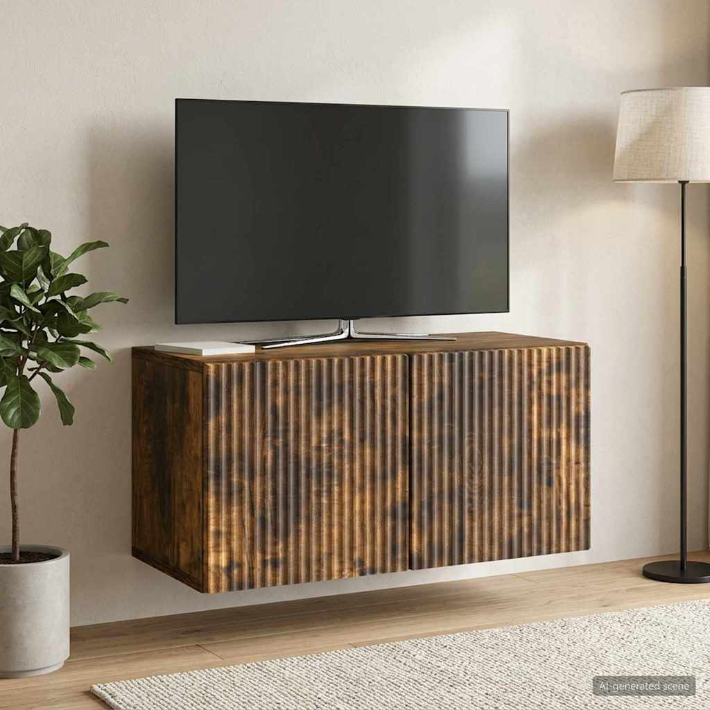 Wandbeugel TV-kast Gerookt eiken 59,5 x 31 x 30 cm Bewerkt hout is nu te koop bij PeponiXL, paradijselijk wonen!
