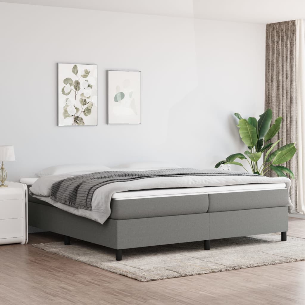 Boxspring met matras stof donkergrijs 200x200 cm is nu te koop bij PeponiXL, paradijselijk wonen!
