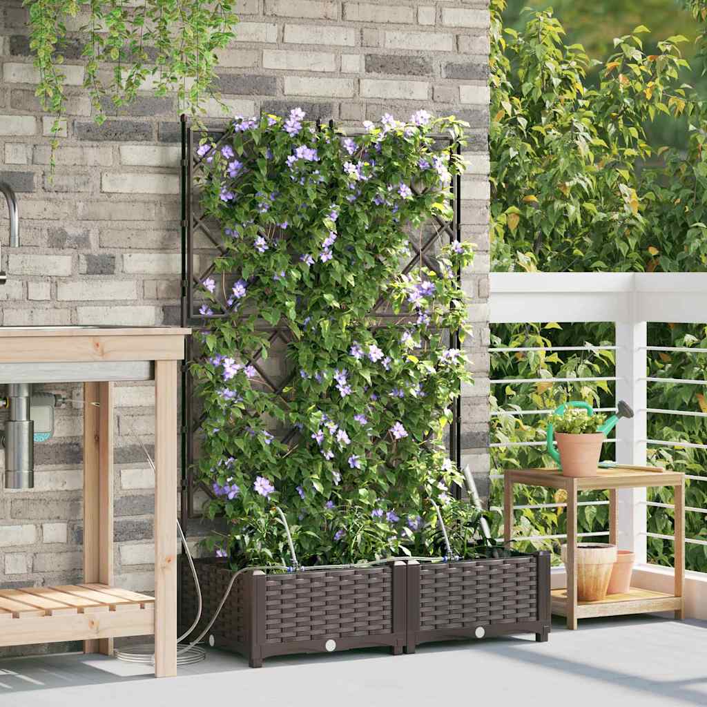 Tuin Bloempot 2 pcs Bruin Kunststof is nu te koop bij PeponiXL, paradijselijk wonen!