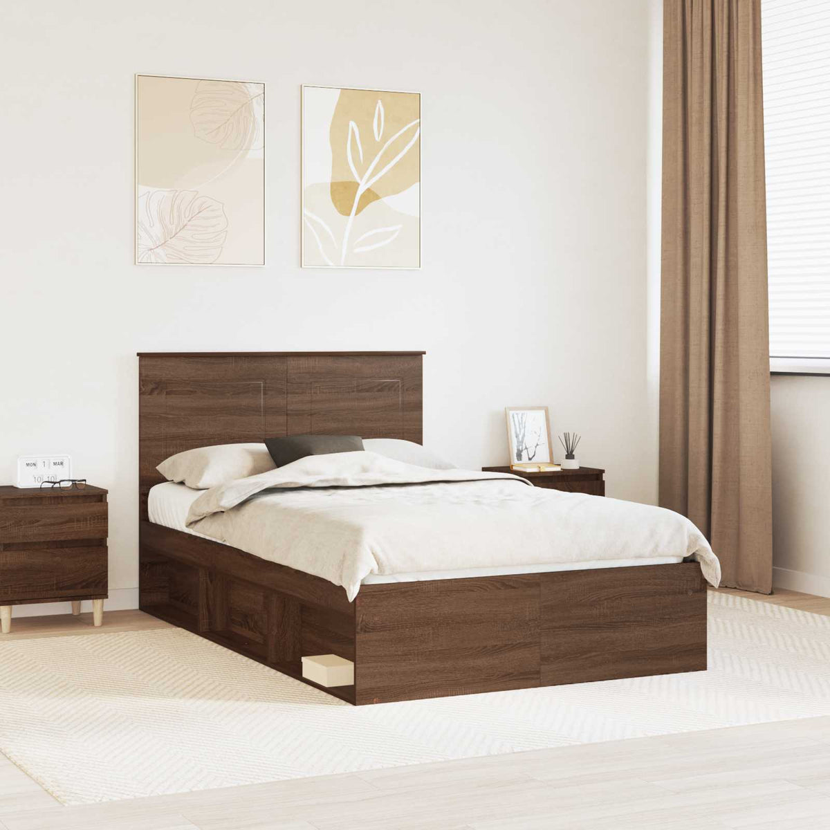 Bedframe Bruin Eiken 120 x 200 cm Massief grenenhout is nu te koop bij PeponiXL, paradijselijk wonen!