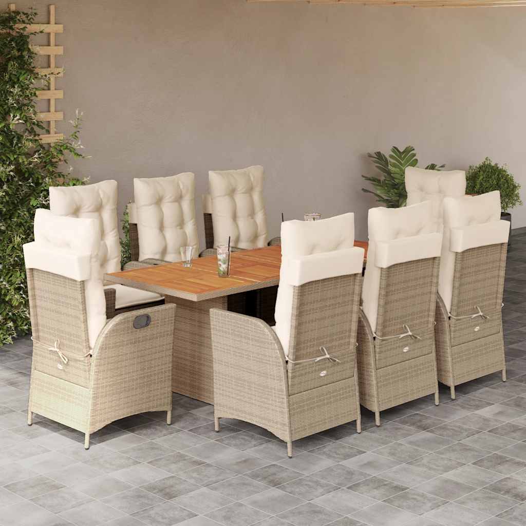 9-delige Tuinset met kussens poly rattan beige is nu te koop bij PeponiXL, paradijselijk wonen!