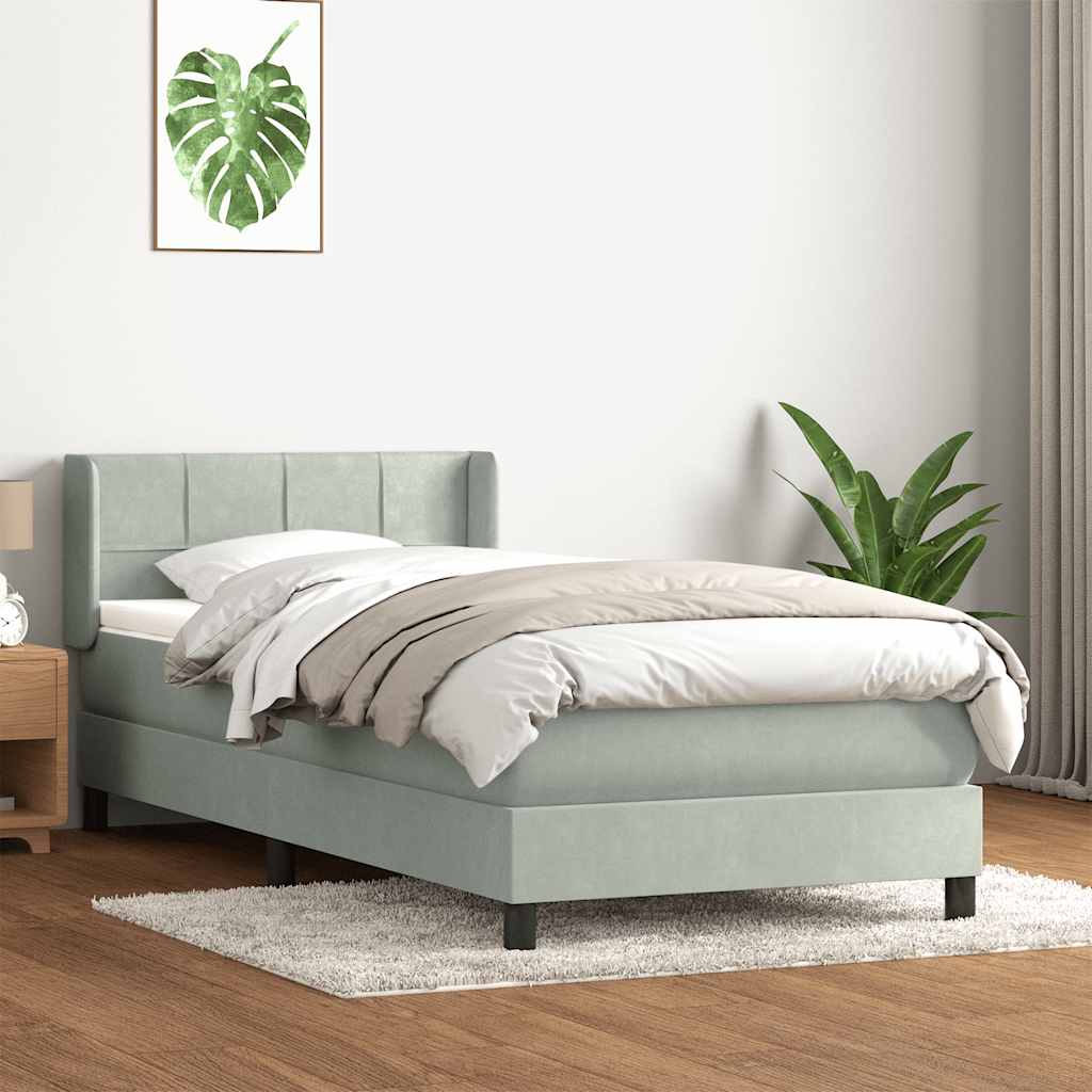 Boxspring met matras fluweel lichtgrijs 80x220 cm is nu te koop bij PeponiXL, paradijselijk wonen!