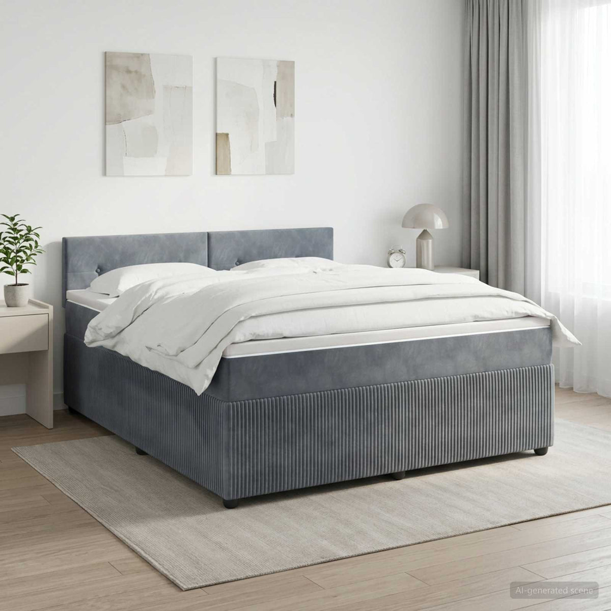 Boxspringbed met matras Donkergrijs 140 x 200 cm Fluweel is nu te koop bij PeponiXL, paradijselijk wonen!