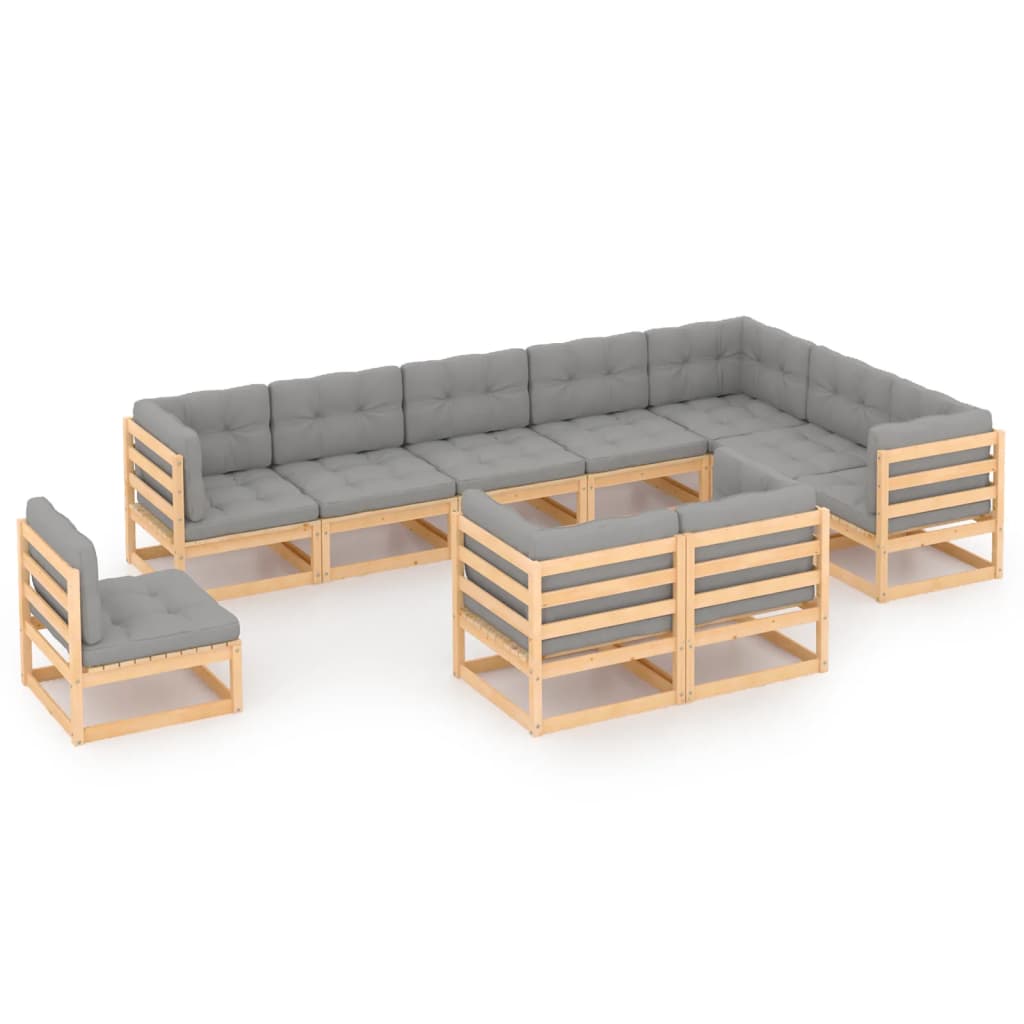 10-delige Loungeset met kussens massief grenenhout is nu te koop bij PeponiXL, paradijselijk wonen!