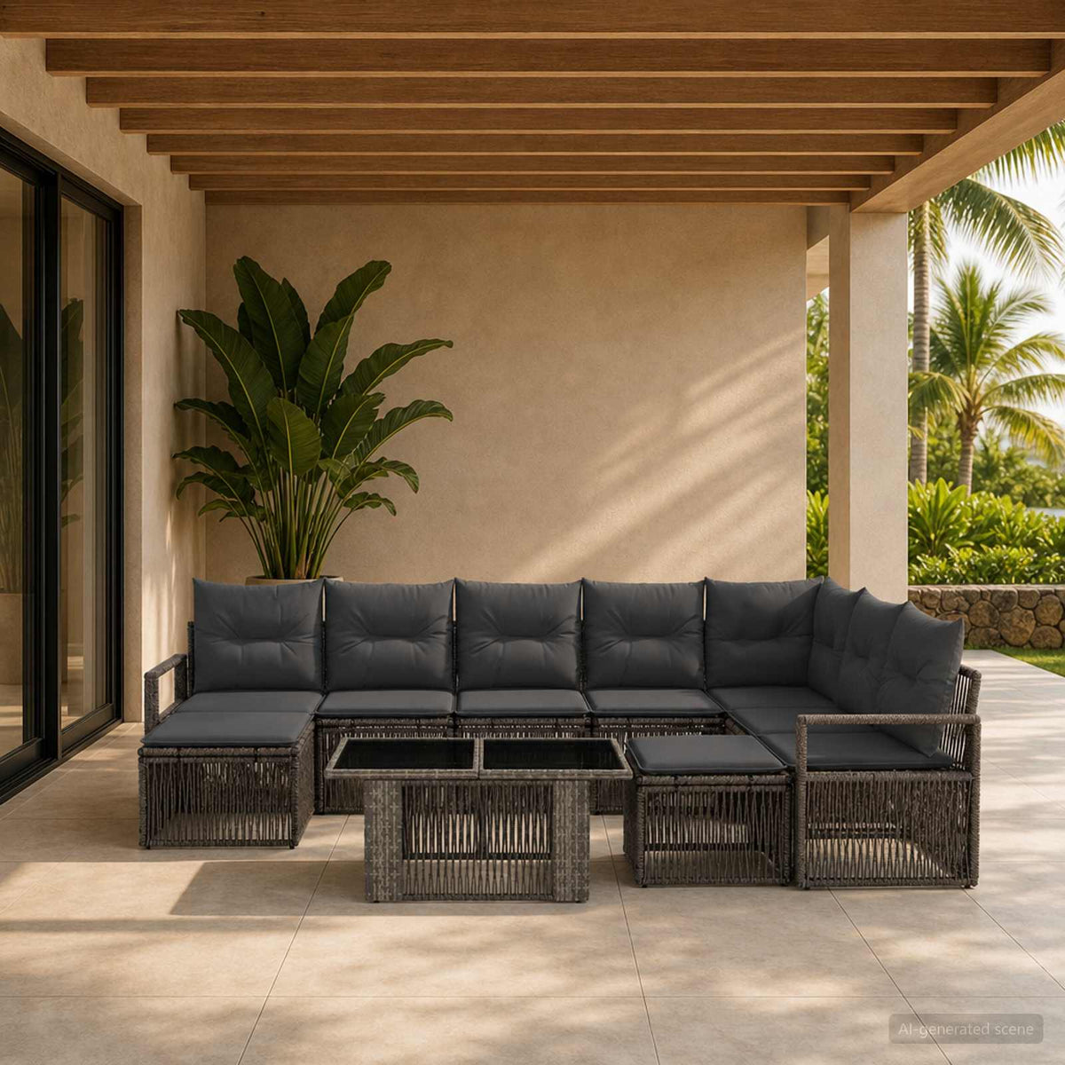 Tuinbankenset 10 st Grijs en Donkergrijs poly rattan is nu te koop bij PeponiXL, paradijselijk wonen!
