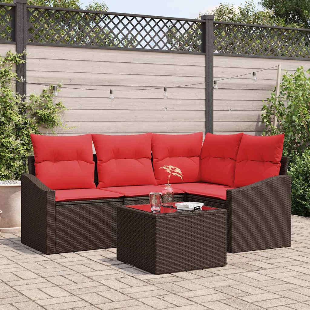 Bankstel 5 st Bruin poly rattan is nu te koop bij PeponiXL, paradijselijk wonen!