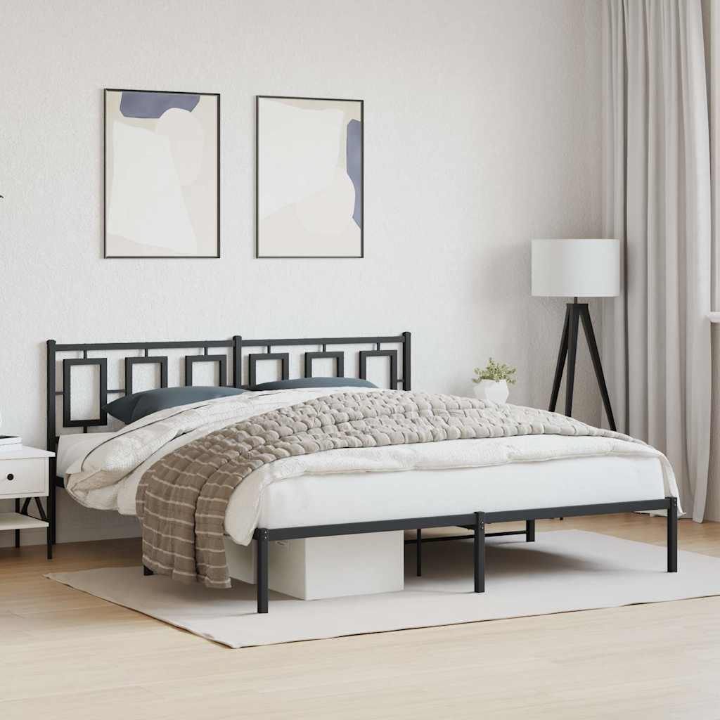 Bedframe met hoofdbord metaal zwart 183x213 cm is nu te koop bij PeponiXL, paradijselijk wonen!