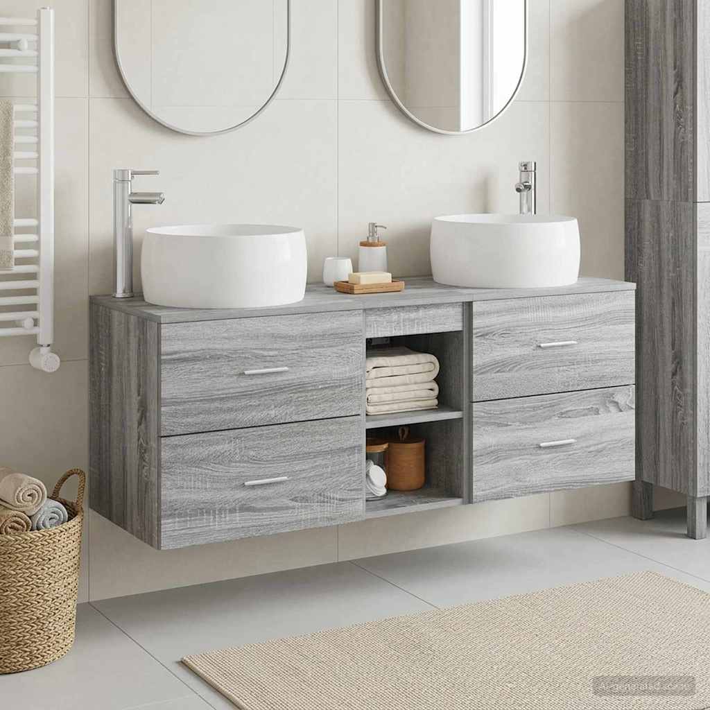 Badkamermeubelset 3 st Grijs Sonoma 49,5 x 44,5 x 66 cm is nu te koop bij PeponiXL, paradijselijk wonen!