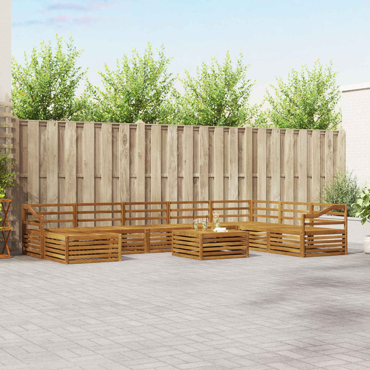 Buiten bankenset 9 pcs Naturel Massief Acaciahout is nu te koop bij PeponiXL, paradijselijk wonen!