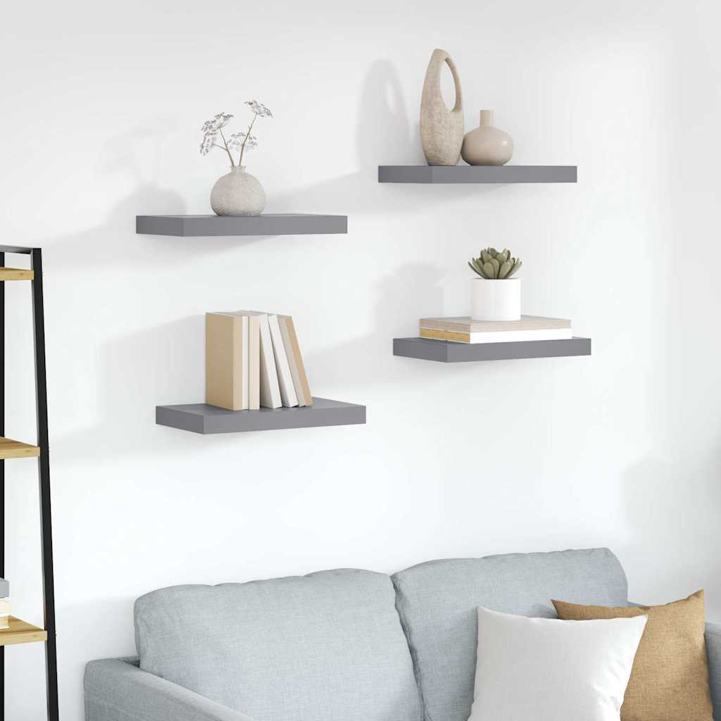 Wandschappen zwevend 4 st 40x23,5x3,8 cm MDF grijs is nu te koop bij PeponiXL, paradijselijk wonen!