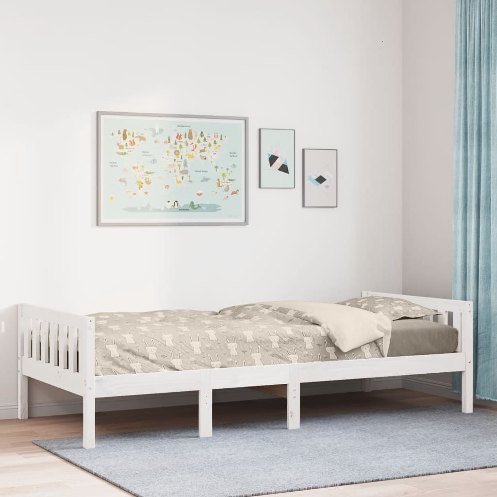 Kinderbed zonder matras massief grenenhout wit 75x190 cm is nu te koop bij PeponiXL, paradijselijk wonen!