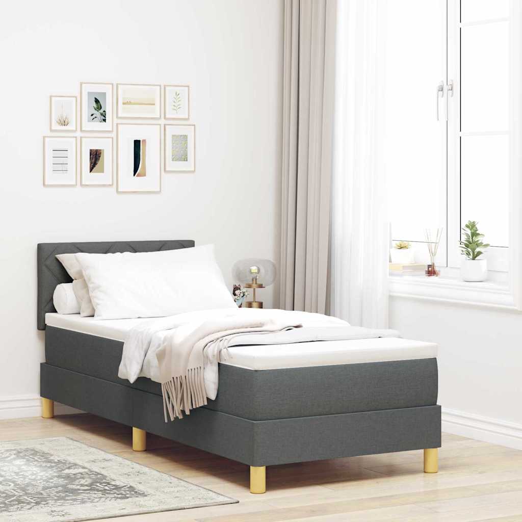 Boxspringbed met kussen Donkergrijs 80 x 200 cm Stof is nu te koop bij PeponiXL, paradijselijk wonen!