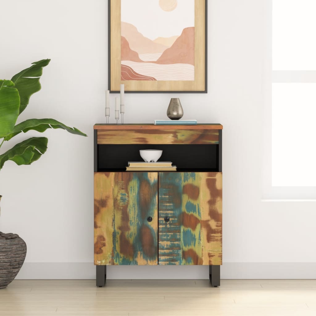 Dressoir met 2 deuren 60x33x75 cm massief gerecycled hout is nu te koop bij PeponiXL, paradijselijk wonen!