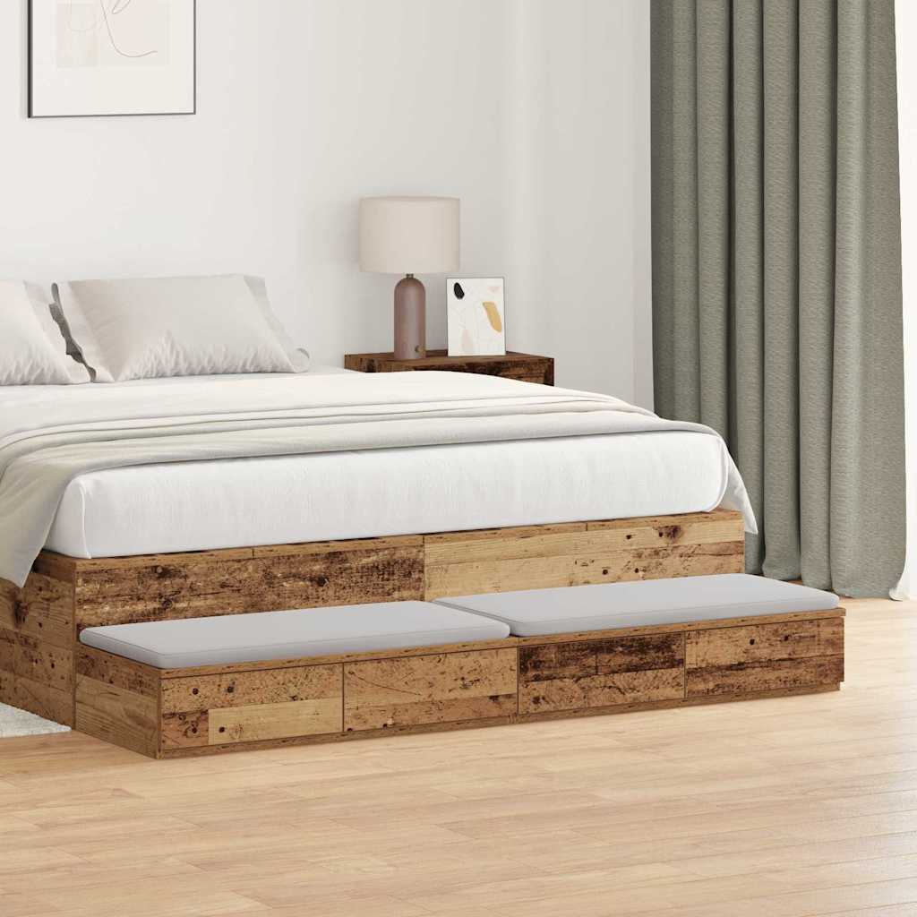 Bedlades met lade Oudhout 140 x 36,5 x 16,5 cm Bewerkt hout is nu te koop bij PeponiXL, paradijselijk wonen!