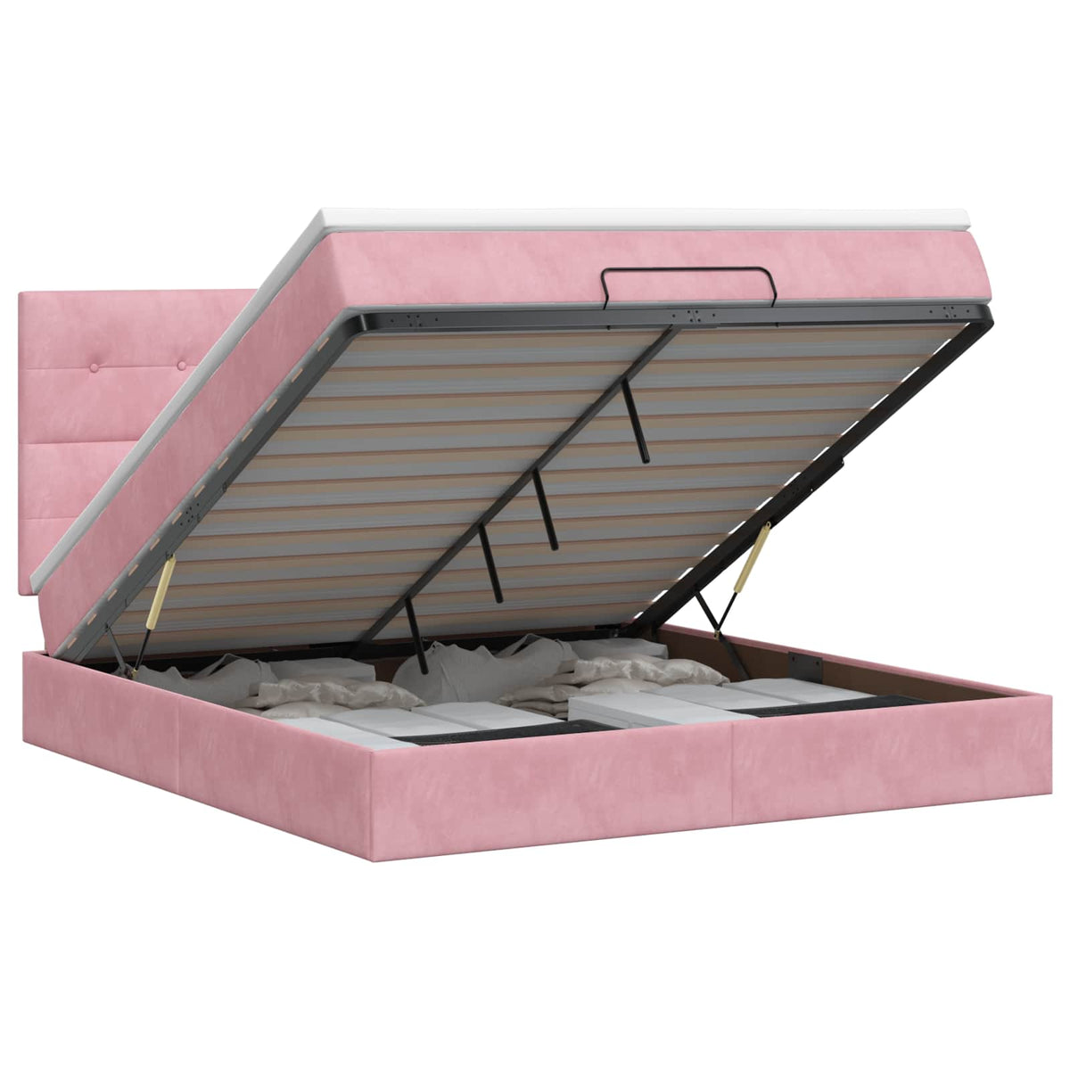 Ottoman bed met matras met hoofdeinde Roze 140 x 200 cm Fluweel is nu te koop bij PeponiXL, paradijselijk wonen!