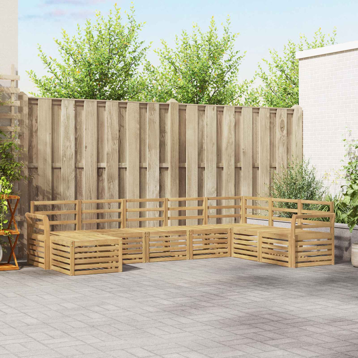 Buiten bankenset 8 pcs Wit 308 x 190 x 73 cm Massief Acaciahout is nu te koop bij PeponiXL, paradijselijk wonen!