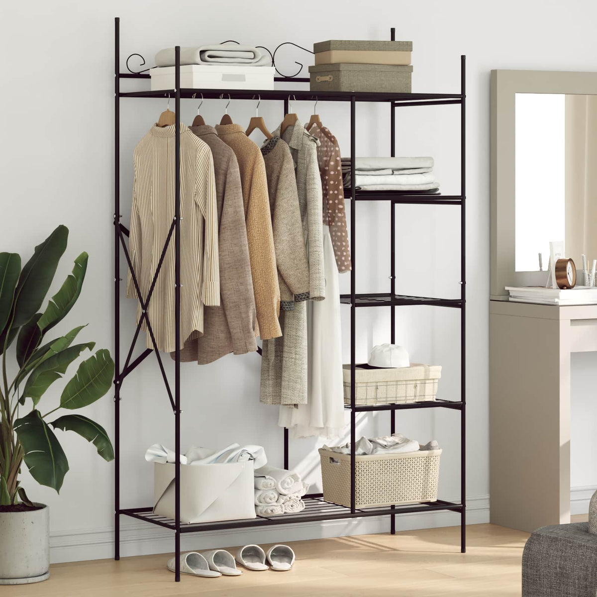 Open Kledingkast met plank Zwart 104,5 x 45 x 172 cm Staal is nu te koop bij PeponiXL, paradijselijk wonen!