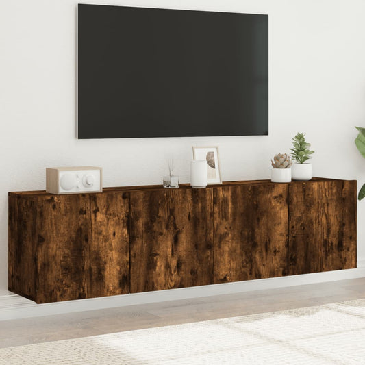 Tv-meubels 2 st wandgemonteerd 80x30x41 cm gerookt eikenkleurig is nu te koop bij PeponiXL, paradijselijk wonen!
