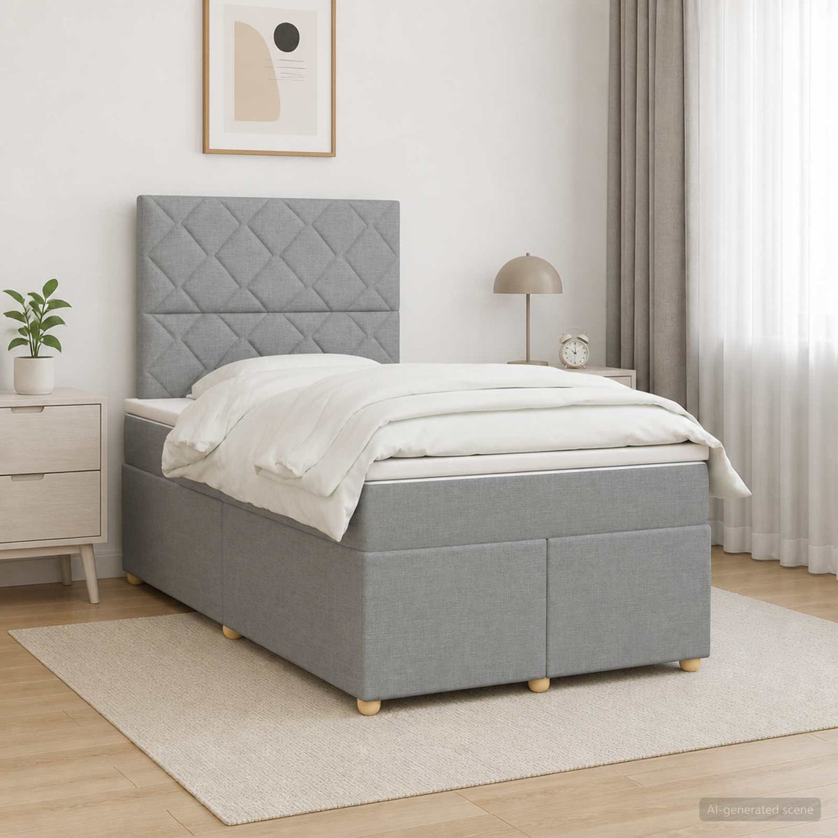 Boxspringbed met matras Lichtgrijs 120 x 190 cm Stof is nu te koop bij PeponiXL, paradijselijk wonen!