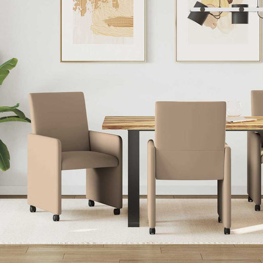 Eetkamerstoelen met Wieltjes 2 st Kunstleer Cappuccino is nu te koop bij PeponiXL, paradijselijk wonen!