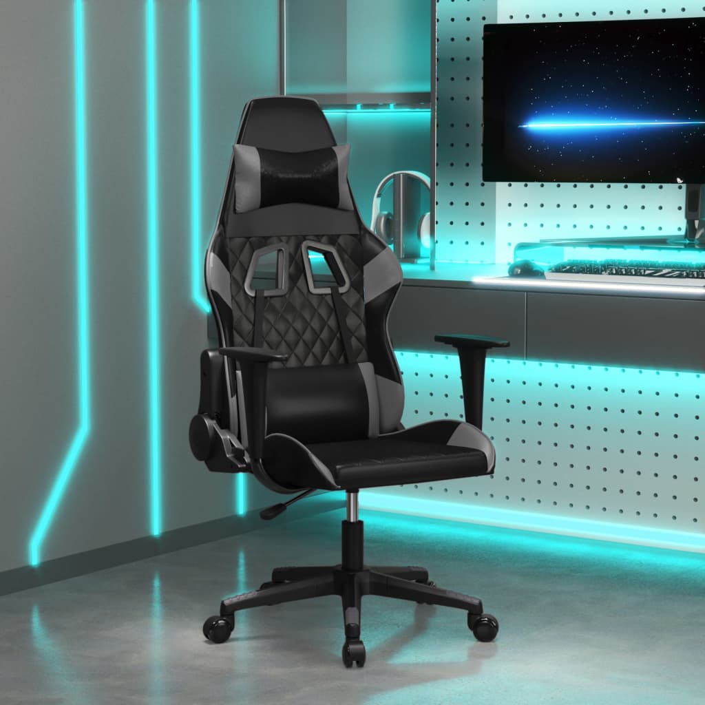 Gamestoel kunstleer zwart en grijs is nu te koop bij PeponiXL, paradijselijk wonen!