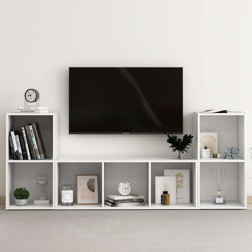 3-delige Tv-meubelset bewerkt hout wit is nu te koop bij PeponiXL, paradijselijk wonen!