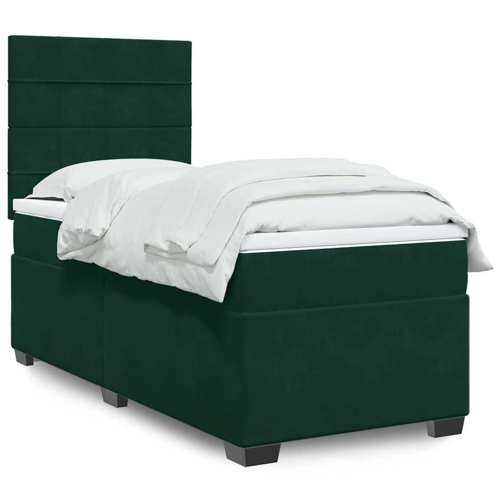 Boxspring met matras fluweel donkergroen 80x200 cm is nu te koop bij PeponiXL, paradijselijk wonen!