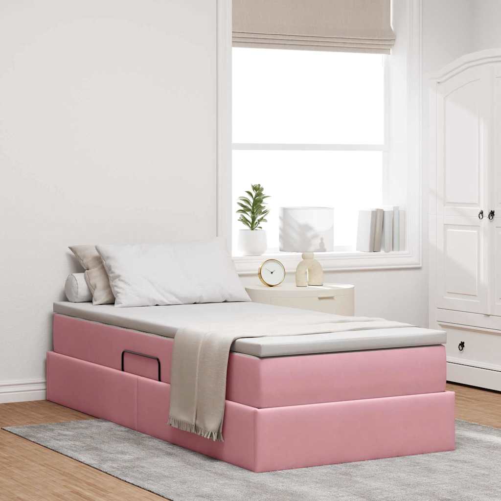 Opbergbed met matras met matras Roze 100 x 200 cm Fluweel is nu te koop bij PeponiXL, paradijselijk wonen!