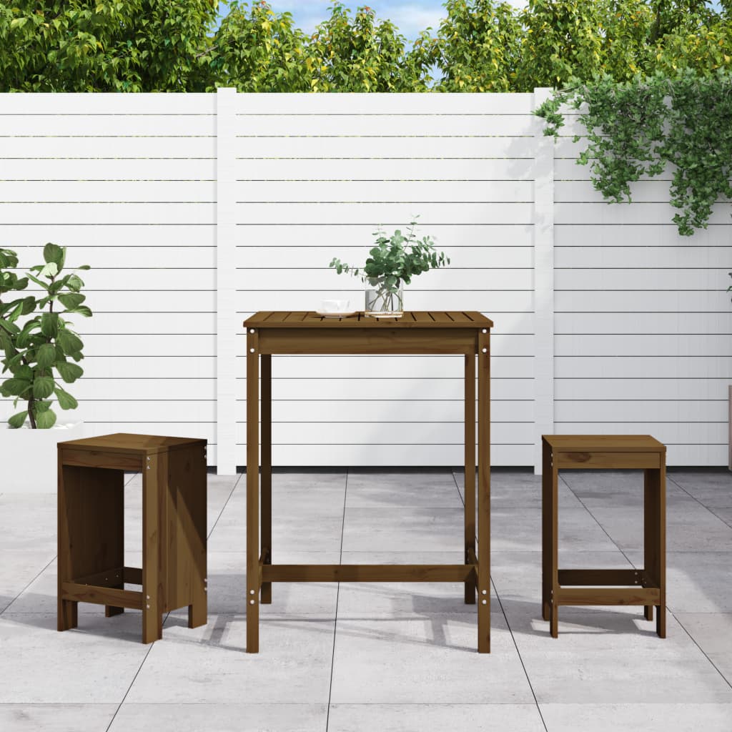 3-delige Tuinbarset massief grenenhout honingbruin is nu te koop bij PeponiXL, paradijselijk wonen!