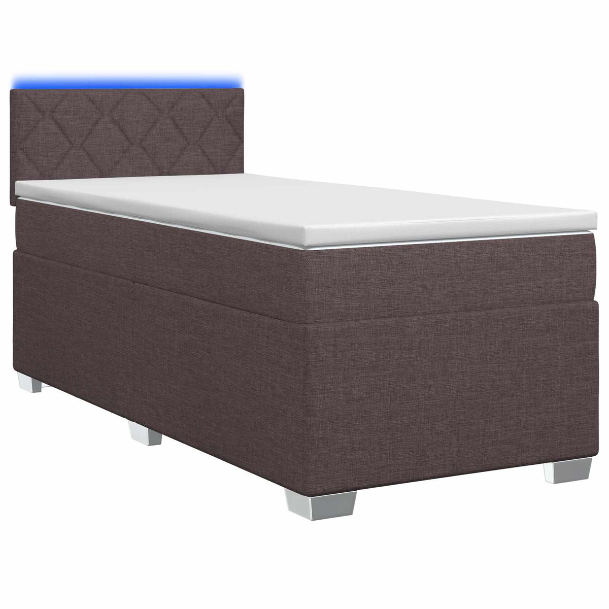 Boxspring Bed met Matras en LED Donkerbruin 100 x 200 cm Stof is nu te koop bij PeponiXL, paradijselijk wonen!