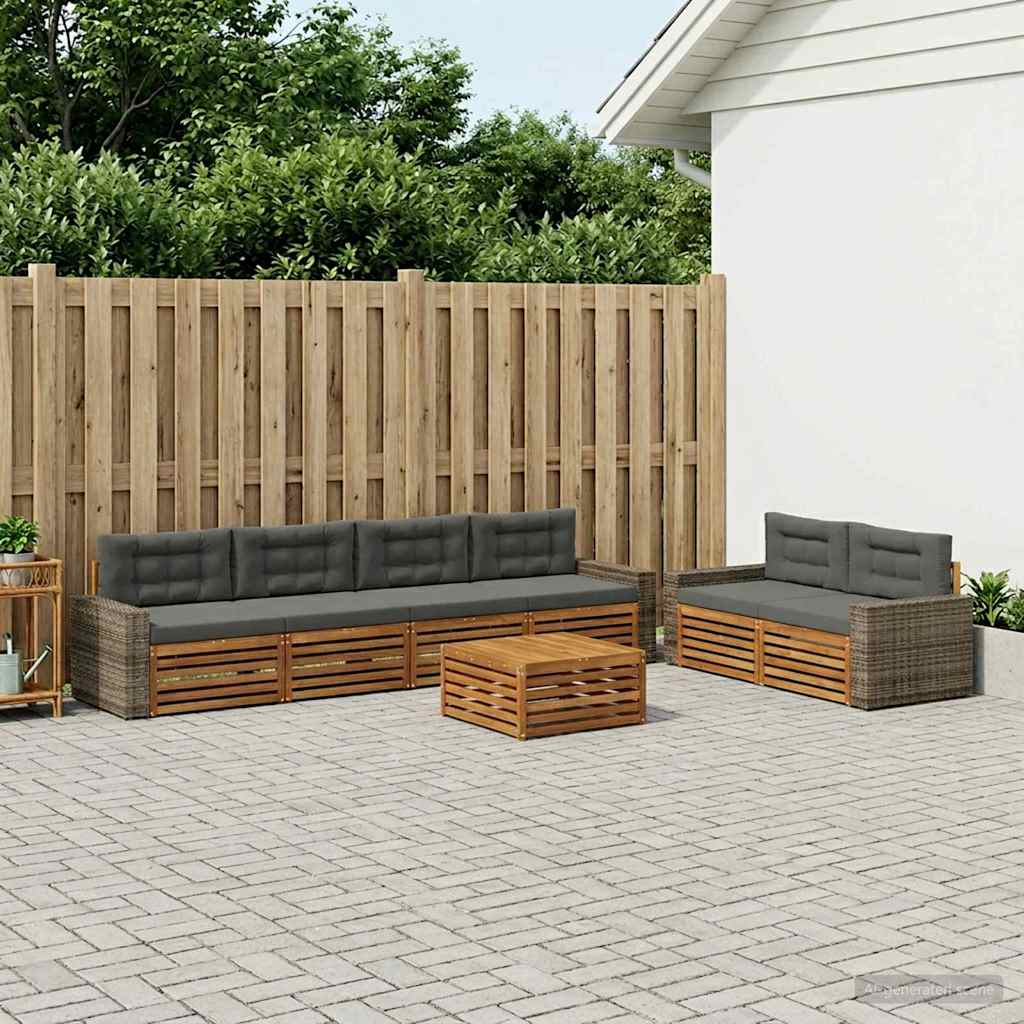 Buiten bankenset 7 pcs Natuurlijk en Antraciet Polyester is nu te koop bij PeponiXL, paradijselijk wonen!