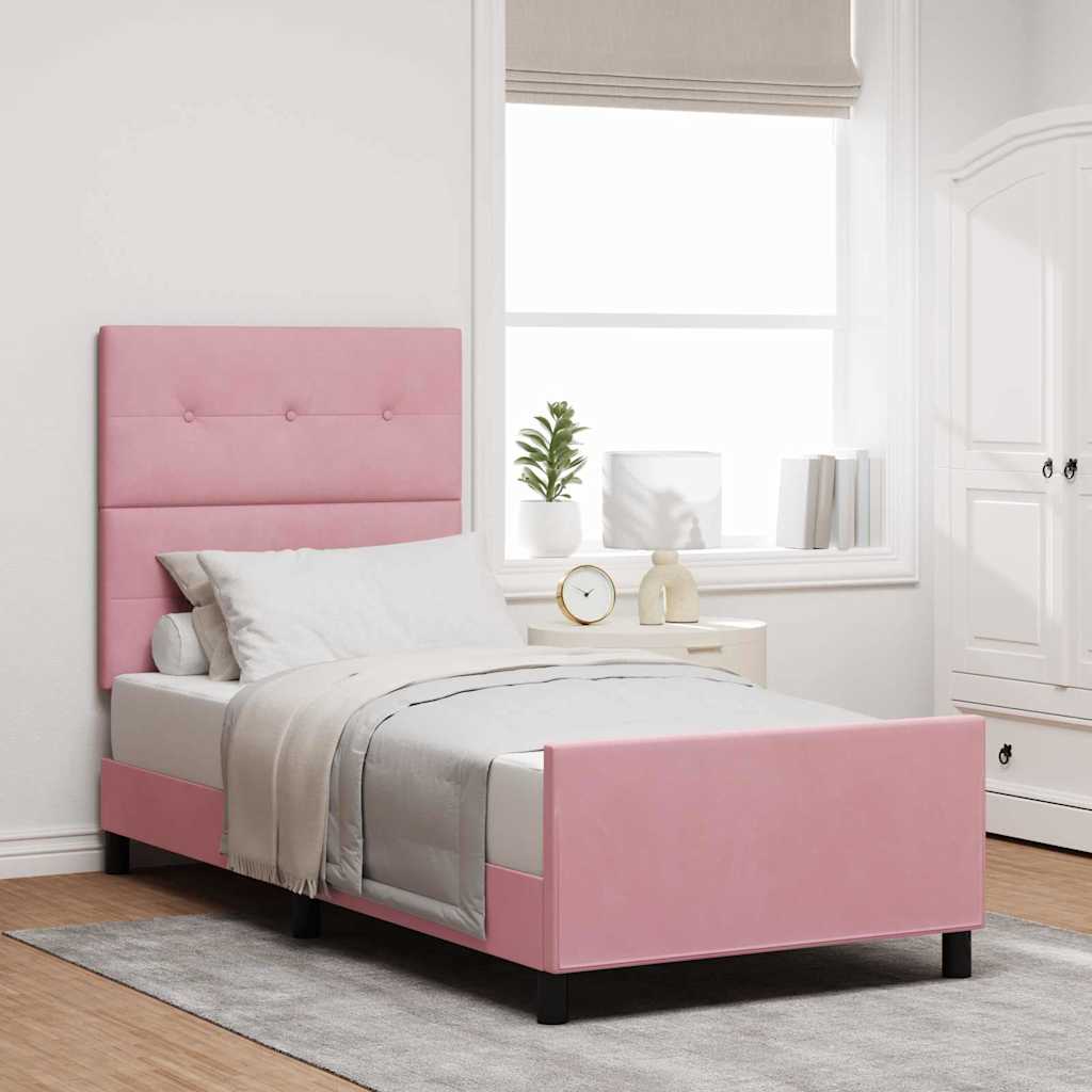 Boxspringbed met hoofdeinde Roze 90 x 190 cm Fluweel is nu te koop bij PeponiXL, paradijselijk wonen!