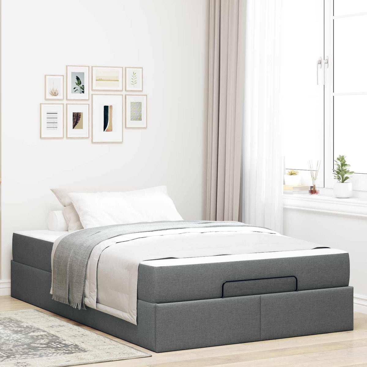 Bedframe met matras 2 pcs Dim Grijs Stof is nu te koop bij PeponiXL, paradijselijk wonen!