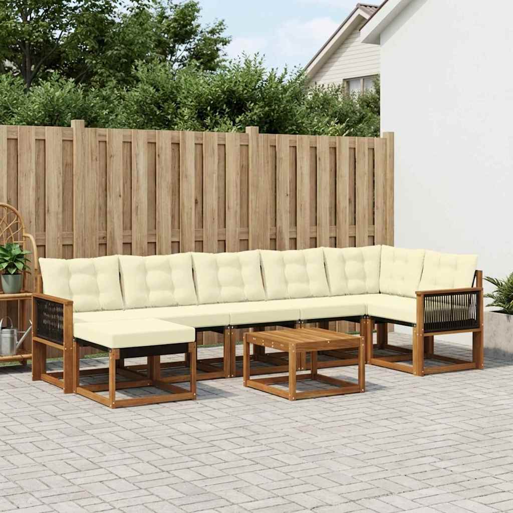 Buiten bankenset met kussen 8 pcs Natuurlijk en Crème is nu te koop bij PeponiXL, paradijselijk wonen!