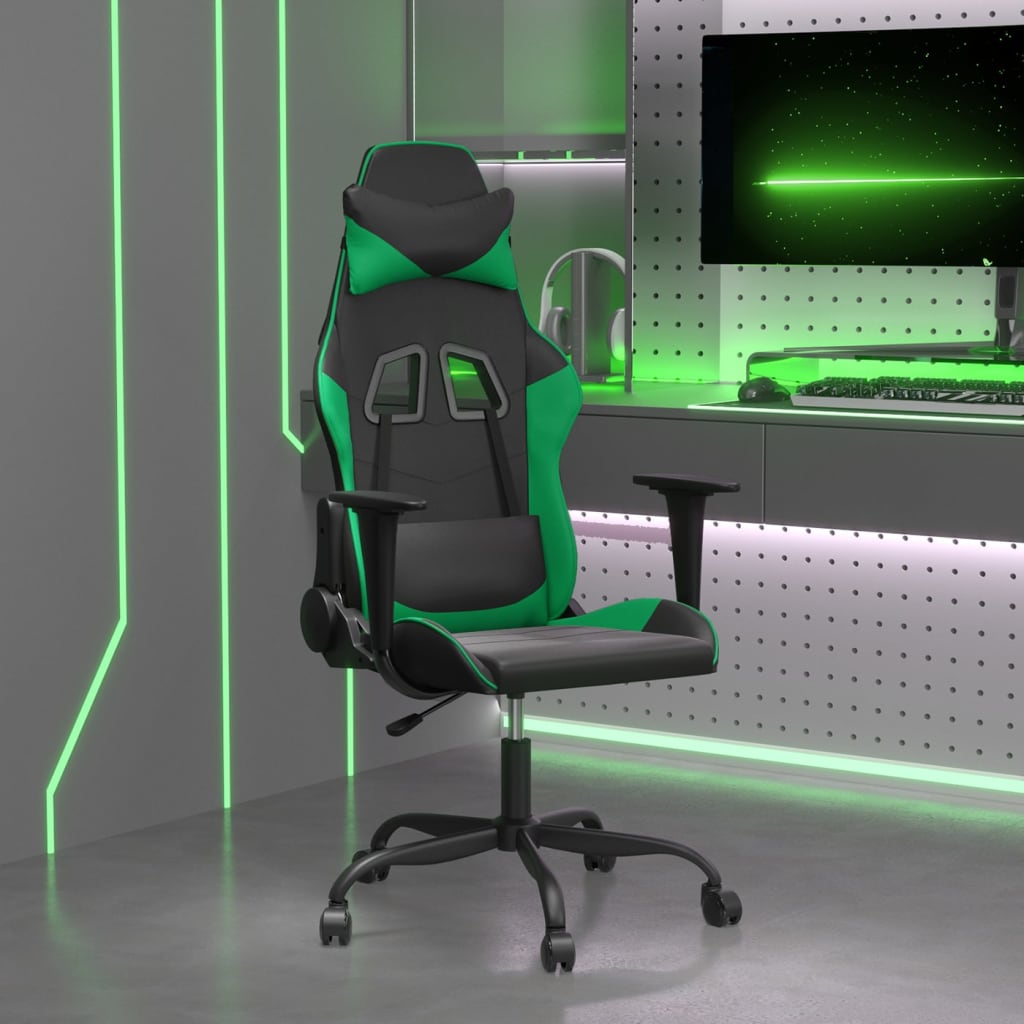 Gamestoel kunstleer zwart en groen is nu te koop bij PeponiXL, paradijselijk wonen!