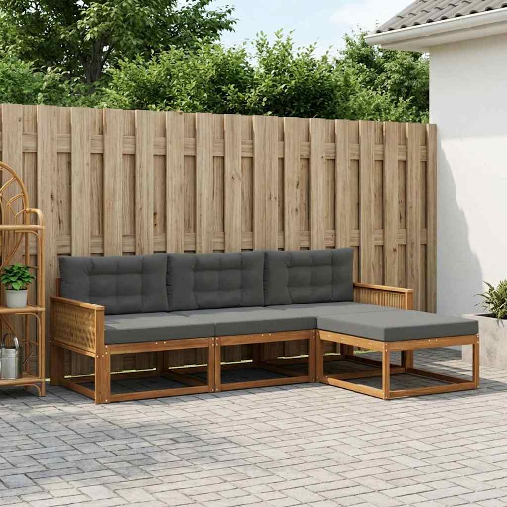 Buiten bankenset met kussen 4 pcs Natuurlijk en Antraciet is nu te koop bij PeponiXL, paradijselijk wonen!