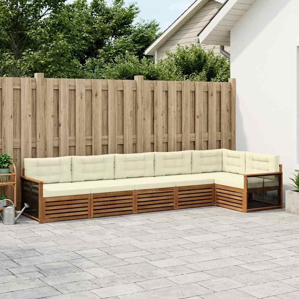 Buiten bankenset met kussen 6 pcs Natuurlijk en Crème is nu te koop bij PeponiXL, paradijselijk wonen!